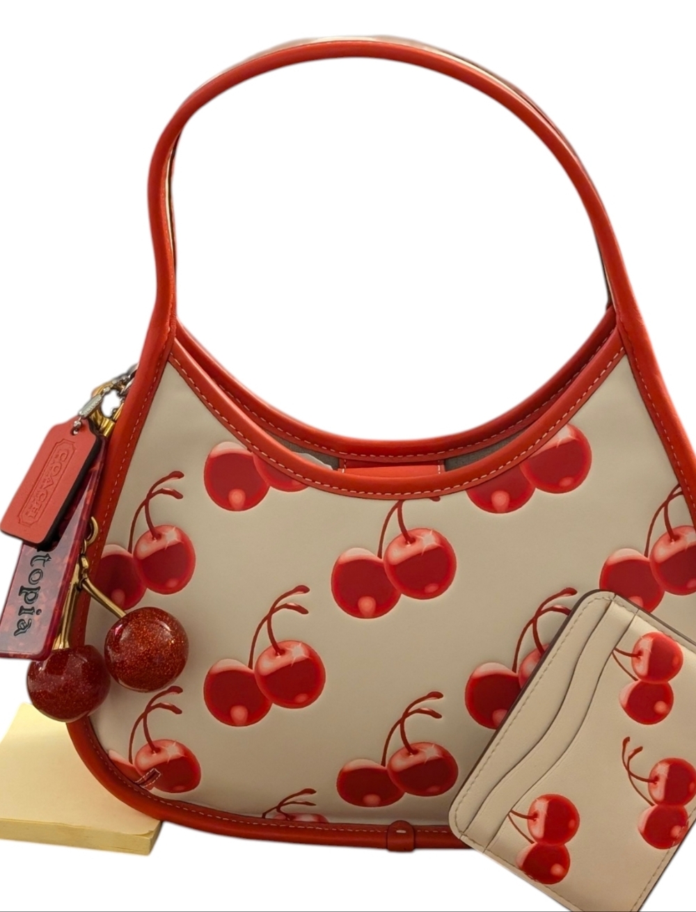 COACH Ergo Coachtropia Cherry Print Leather Bag, Cardholder &  Cherry Bag Charm